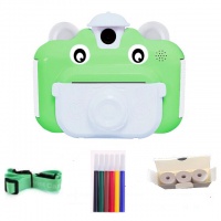 Детский фотоаппарат с мгновенной моментальной печатью (зеленый/белый) New