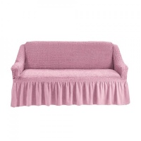 Чехол на трехместный диван с оборкой (Розовый)