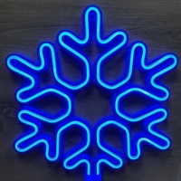 Неоновая светодиодная снежинка 40 см. (синий)