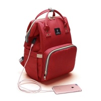 Сумка - рюкзак для мамы Baby Mo (Mummy bag) красный с USB
