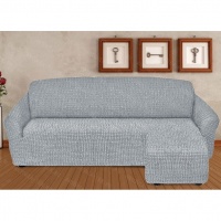 Чехол на угловой диван с оттоманкой правый угол (Светло-серый)