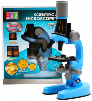 Микроскоп детский с подсветкой и набором для опытов увеличение в 1200х, 400х, 100х Scientific Microscope (Синий)