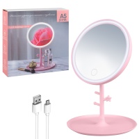 Настольное зеркало для макияжа с подсветкой MIRRORLIGHT А5 (Розовый)