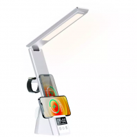 Лампа настольная с беспроводной зарядкой для телефона, часов, наушников Desk Lamp Wireless Charger 5 в 1 (Белый)