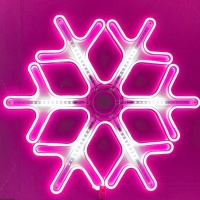 Неоновая светодиодная снежинка с бегущими огнями 60 см.(Розовый)