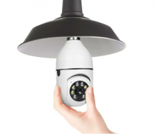 Уличная поворотная камера видеонаблюдения с подключением в цоколь е27 под патрон 220V , Лампочка камера V380 WiFi PTZ Q16S-1