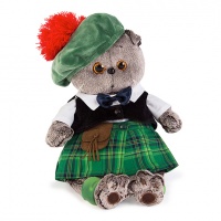 Мягкая игрушка Basik&Co Кот Басик в шотландском костюме 25 см