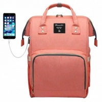 Сумка - рюкзак для мамы Baby Mo (Mummy bag) персиковый с USB