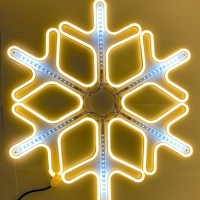 Неоновая светодиодная снежинка с бегущими огнями 40 см. (Теплый белый)