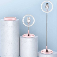 Кольцевая складная светодиодная лампа 29 см на подставке 168 см Light Live Beauty (Розовый)