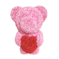 Мишка из роз 3D 40см (Розовый) с сердцем стоячий