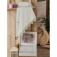 Комплект бамбуковых полотенец с гипюром LADY, DO&CO (мятный)
