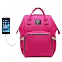 Сумка - рюкзак для мамы Baby Mo (Mummy bag) розовый с USB