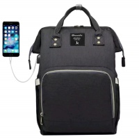 Сумка - рюкзак для мамы Baby Mo (Mummy bag) черный с USB