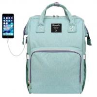 Сумка - рюкзак для мамы Baby Mo (Mummy bag) бирюзовый с USB