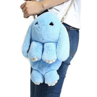 Меховая сумка рюкзак кролик голубой