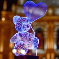 3D Светильник-ночник (Мишка с шариком)