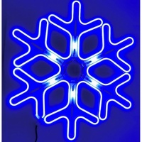 Неоновая светодиодная снежинка с бегущими огнями 33 см.(Синий)