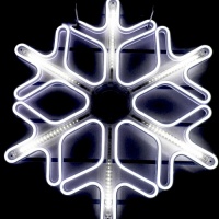 Неоновая светодиодная снежинка с бегущими огнями 40 см.(Холодный белый)