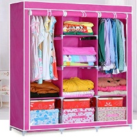 Складной каркасный тканевый шкаф Storage Wardrobe (Розовый)