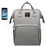 Сумка - рюкзак для мамы Baby Mo (Mummy bag) серый с USB