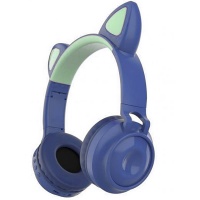 Беспроводные Bluetooth наушники Cat Ear ZW-028 со светящимися кошачьим ушами (Синий)