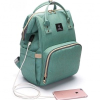 Сумка - рюкзак для мамы Baby Mo (Mummy bag) зеленый с USB