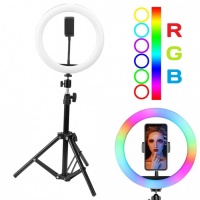 Цветная кольцевая RGB лампа со штативом MJ 20 (диаметр 20 см)