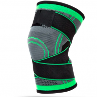 Компрессионная система коленного сустава эластичный наколенник фиксатор и бандаж коленного сустава (черно-зеленый) (L)