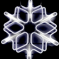 Неоновая светодиодная снежинка с бегущими огнями 33 см.(Холодный белый)