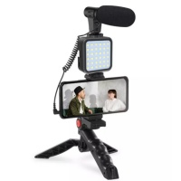 Настольный трипод с микрофоном, держателем и подсветкой для съемки для влогинга Vlogging KIT (KIT-01LM)