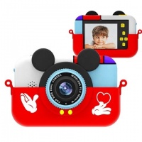 Детский фотоаппарат - камера Mickey с селфи-камерой, играми и рамками (Красный)