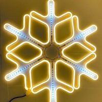 Неоновая светодиодная снежинка с бегущими огнями 33 см.(Теплый белый)