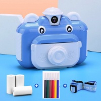 Детский фотоаппарат с мгновенной моментальной печатью (голубой/белый) New