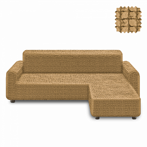 Чехол на угловой диван с оттоманкой без оборки KARBELTEX (Правый угол) (Горчичный) 6019