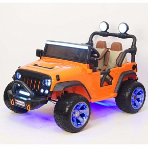 Двухместный детский электромобиль RiverToys Jeep A004AA с дистанционным управлением (Оранжевый)