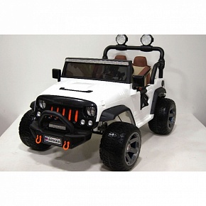 Двухместный детский электромобиль RiverToys Jeep A004AA с дистанционным управлением (Белый)