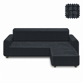 Чехол на угловой диван с оттоманкой без оборки KARBELTEX (Правый угол) (Серый) 6049