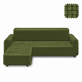 Чехол на угловой диван с оттоманкой левый угол (зеленый)