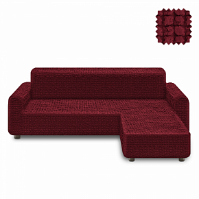 Чехол на угловой диван с оттоманкой без оборки KARBELTEX (Правый угол) (Бордовый) 6055