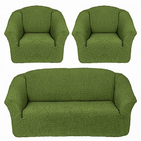 Чехол на 3-х местный диван + 2 кресла (Фисташковый) (без юбки)