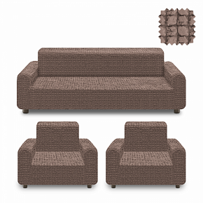 Универсальный чехол на диван и 2 кресла без оборки KARBELTEX (Какао) 6635